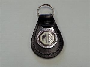 nøglering MG sort læder/chrome